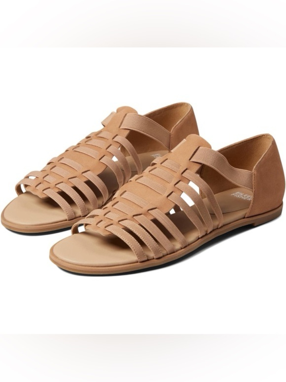 NEW Eileen Fisher Women's Fisherman Gladiator Sandals Size 9 Tan Leather Flats